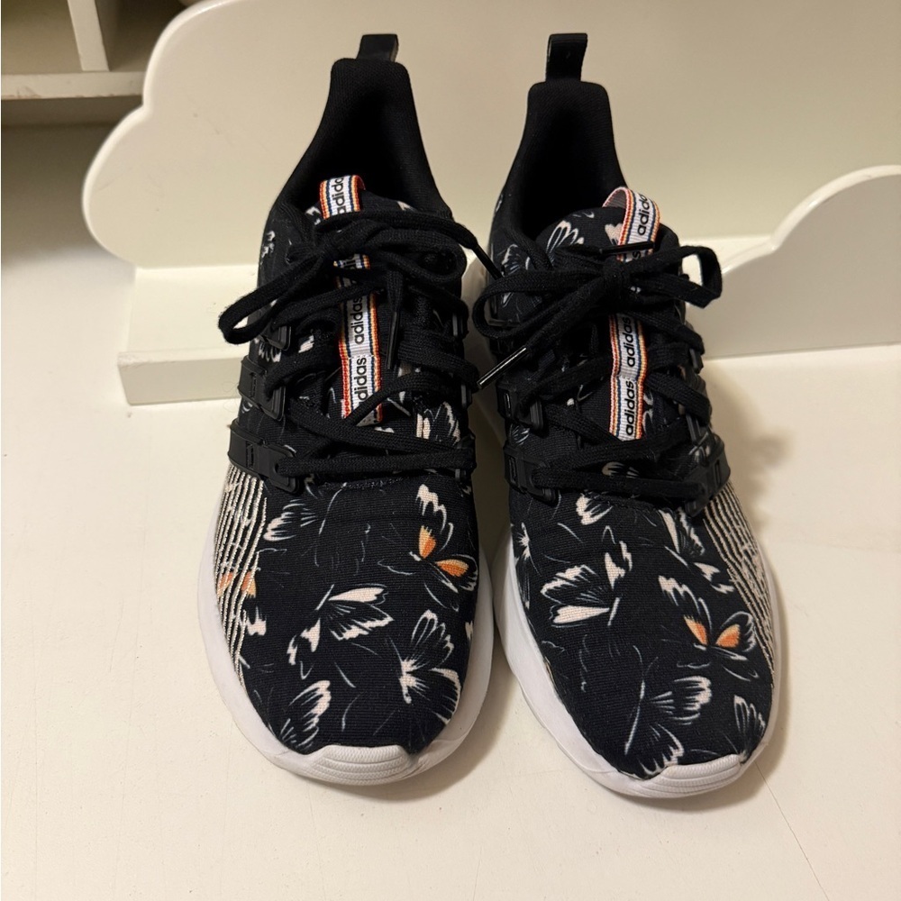 Adidas Questar Flow Running Shoes Women Black Floral Sneakers in New Conditions